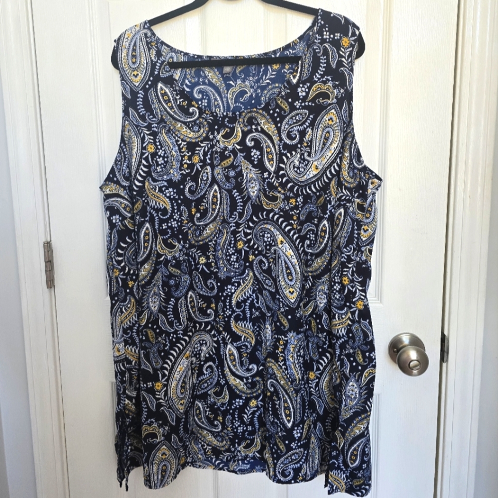 Jessica London | 26W | Blue Paisley Sleeveless Tunic Tank